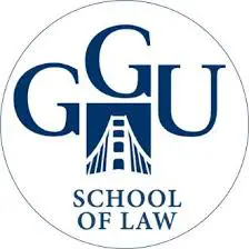 Logo of GGU School of Law with a bridge design.